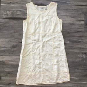 J Jill Size 6 Linen Knee Length Embroidered Dress